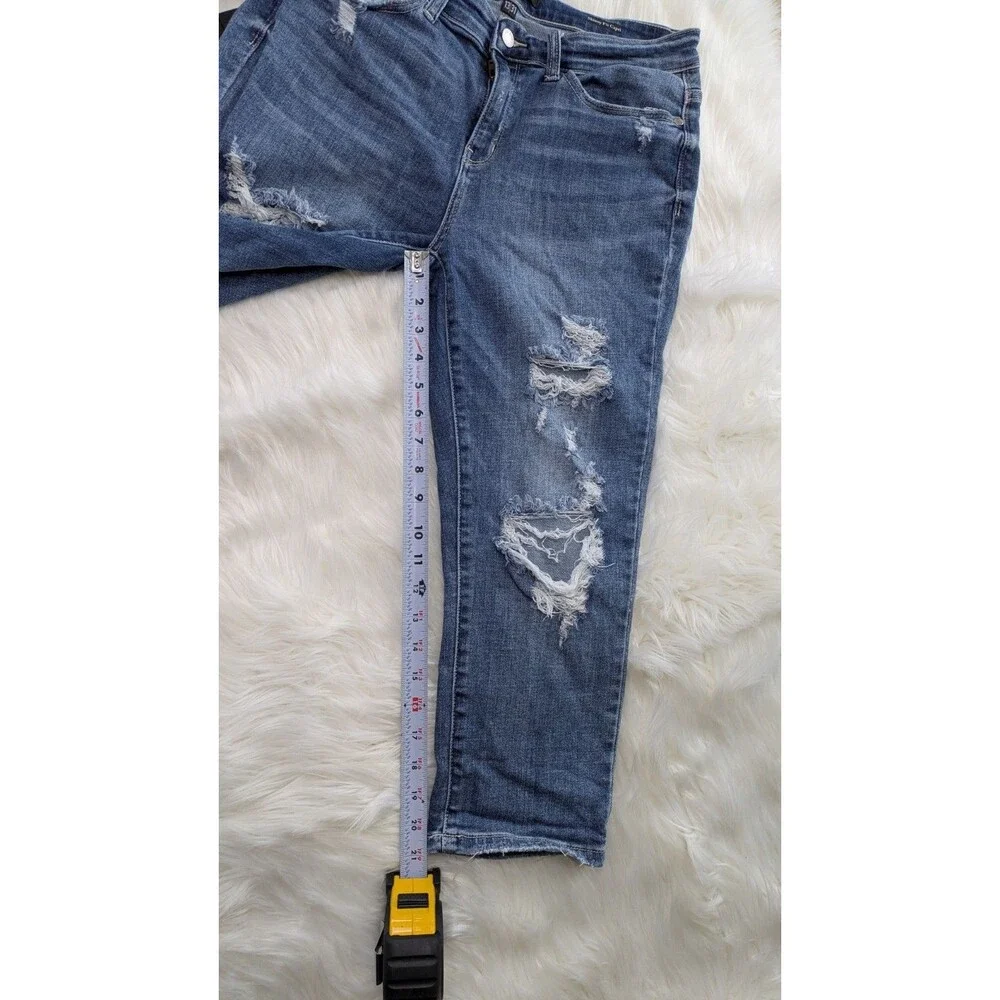 Judy Blue Jeans Womens 13/31 Skinny Capri Fit Distressed Raw Fray Hem Casual Y2K - Picture 6 of 11